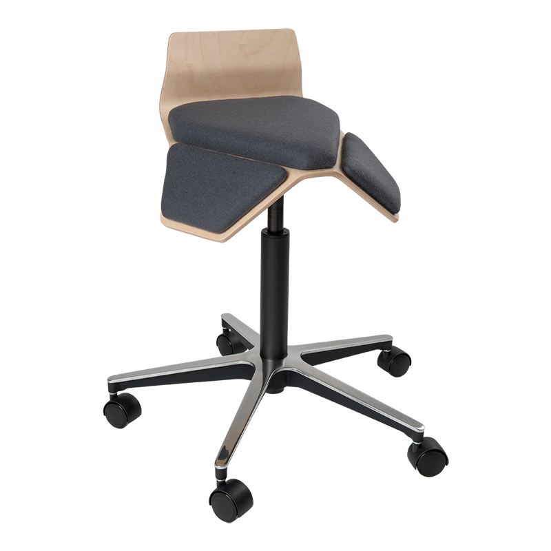 saddle, ergonomic, chair, stool, wood, design, finnish, furniture, school - myKolme Iloa smile grey